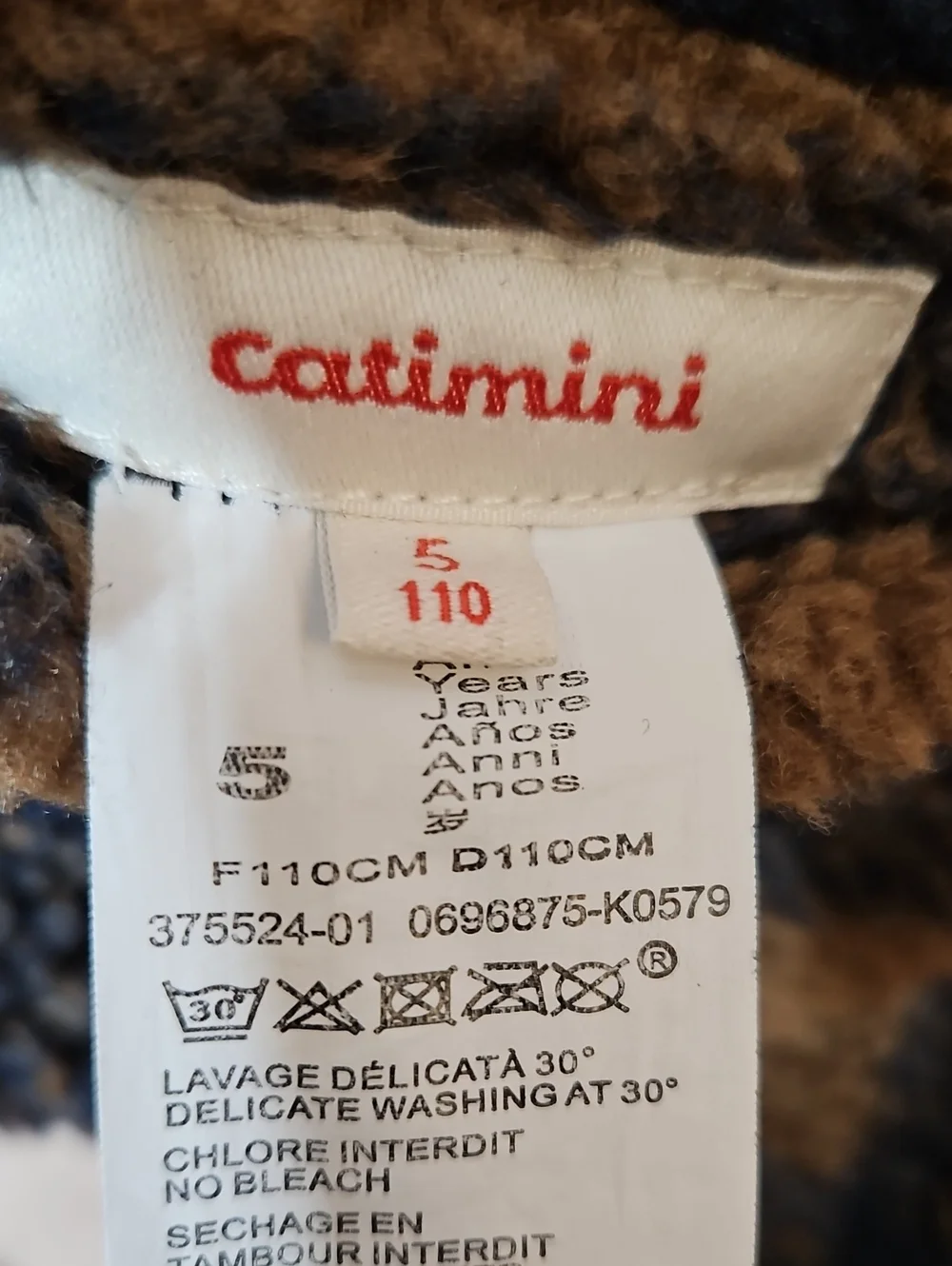 Catimini Kids Reversible Coat Orange Nylon/ Brown Plaid Sherpa Size 5 Hooded